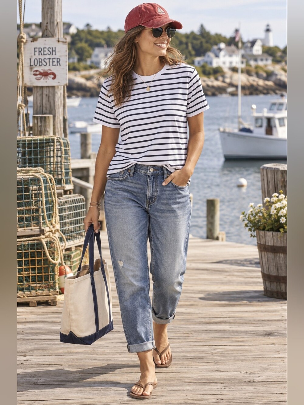 ATM Anthony Thomas Melillo Schoolboy Stripe Crewneck T-shirt Preppy Women's M